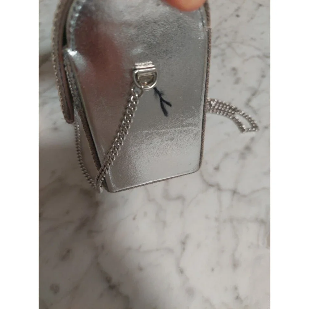 Vintage Whiting & Davis Crossbody Metal Mesh Evening Flap Square Bag Rare Biege